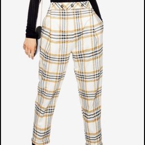 Topshop High Waisted Plaid Trousers